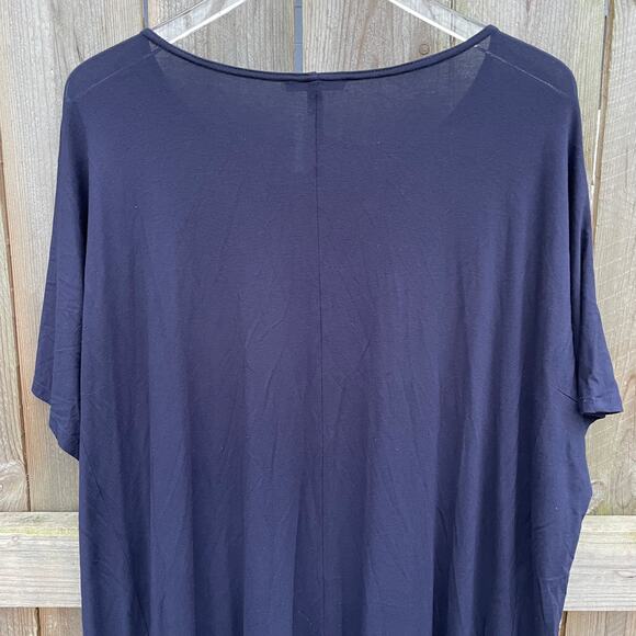 Eileen Fisher Dress Viscose Jersey Cap-Sleeve Boxy Fit Tunic Blue Large Classic - Picture 5 of 8
